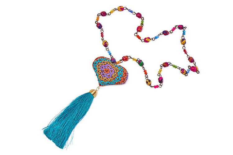 Collar corazón multiflor grande