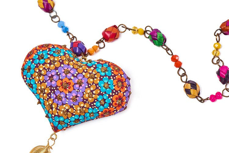 Collar corazón multiflor grande