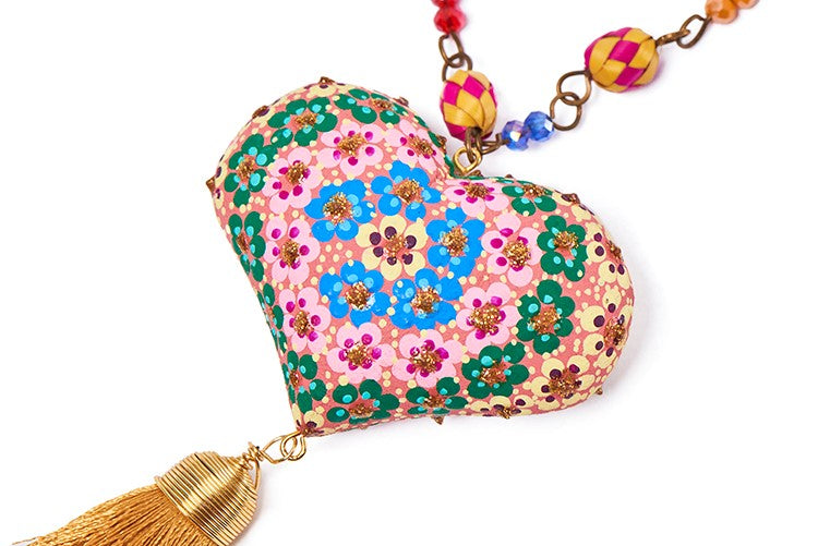 Collar corazón multiflor grande