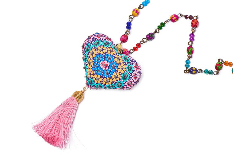 Collar corazón multiflor grande