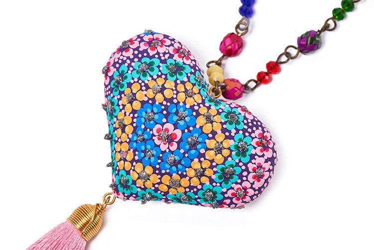 Collar corazón multiflor grande