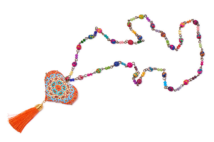 Collar corazón multiflor grande