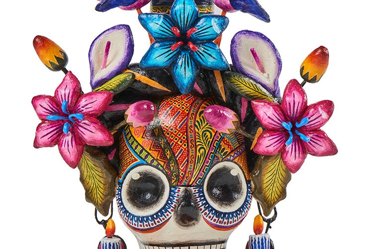 Cabeza catrina con ofrenda
