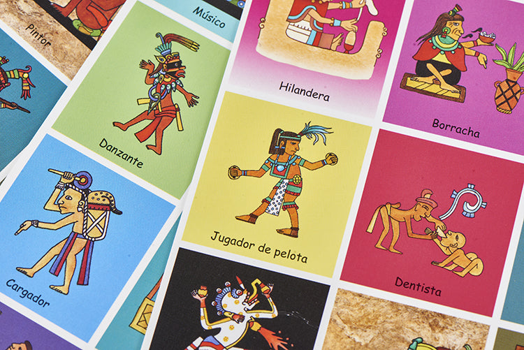 Juego de lotería personajes del México prehispánico