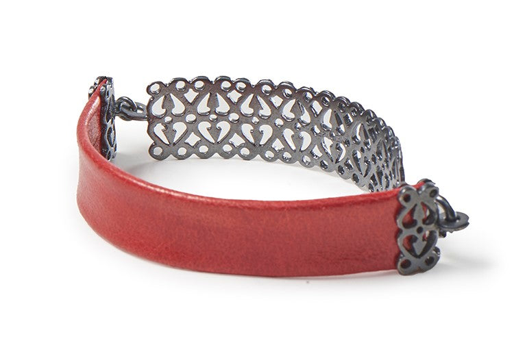 Pulsera reja plata y piel