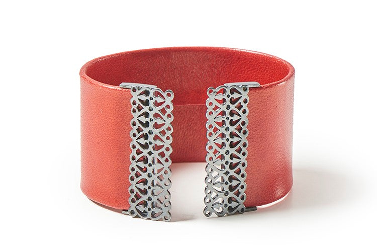 Brazalete piel y plata