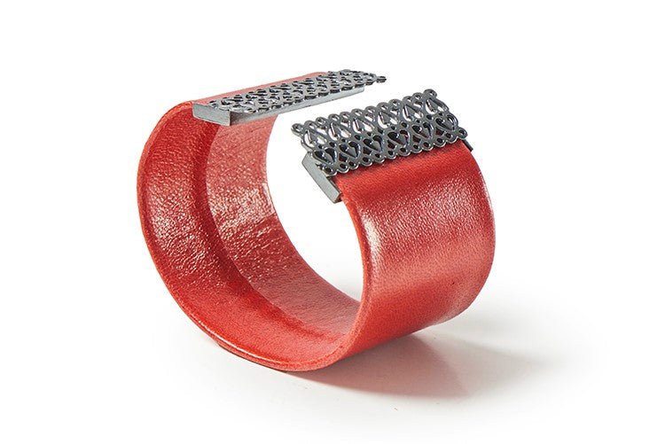 Brazalete piel y plata