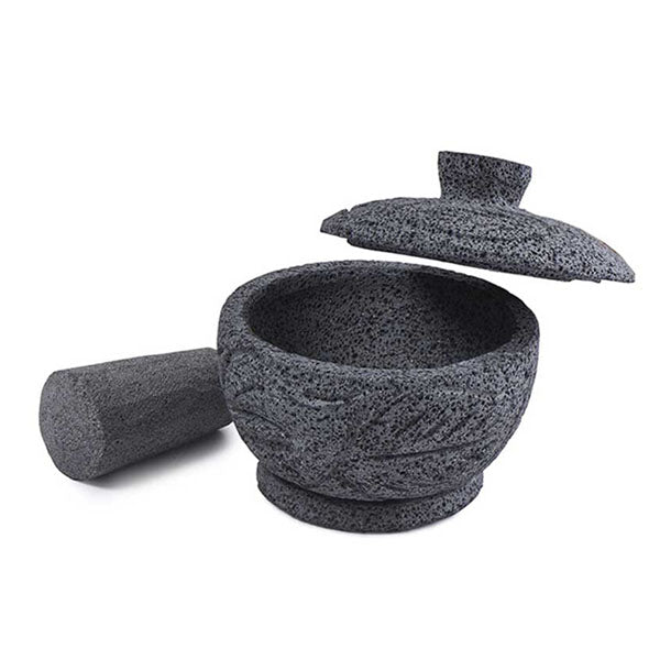 Molcajete tazoncito hojitas con tapa